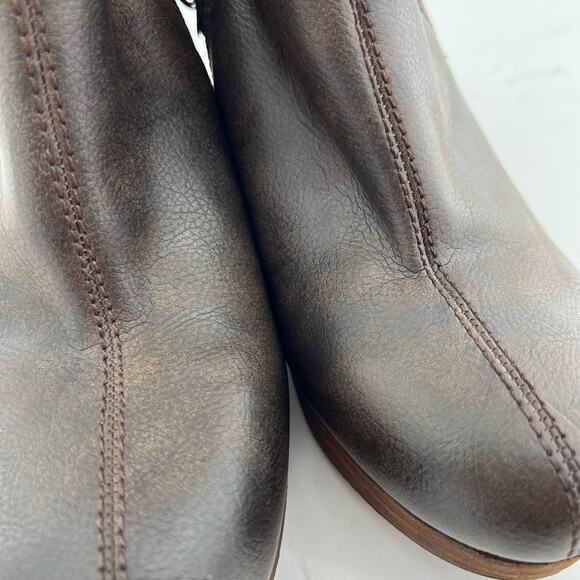 Dr. Scholls (9) Expresso Brown Faux Leather Stacked Wedge Heel Ankle Boots - Picture 8 of 11